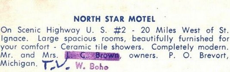 North Star Motel (Brevort Motel) - Vintage Postcard